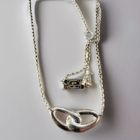 IPPOLITA 18K White Gold Plated Sterling Cherish Interlocking Link Necklace, 16" - Picture 2 of 3